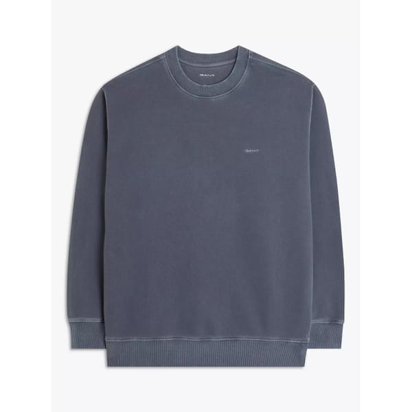 GANT Sun-Faded Cotton Crew Neck Sweatshirt, Evening Blue-1 - heritage brand, john lewis