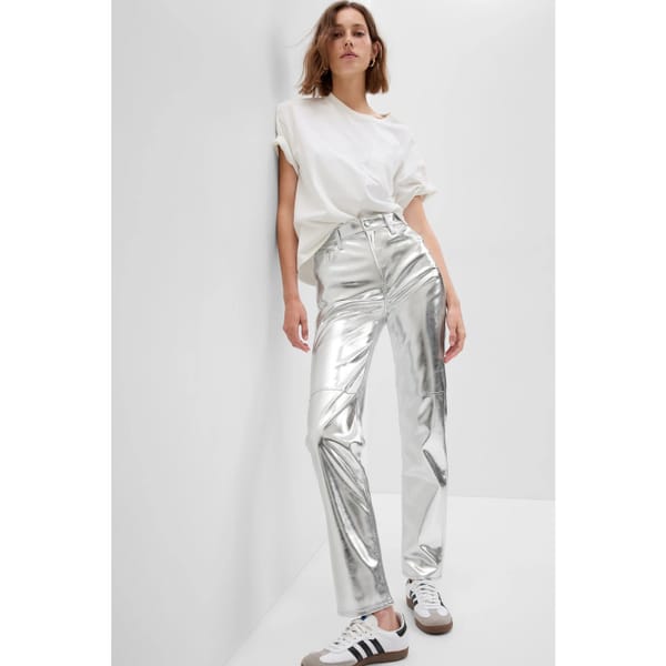 GAP High Rise Faux-Leather Cheeky Straight Jeans