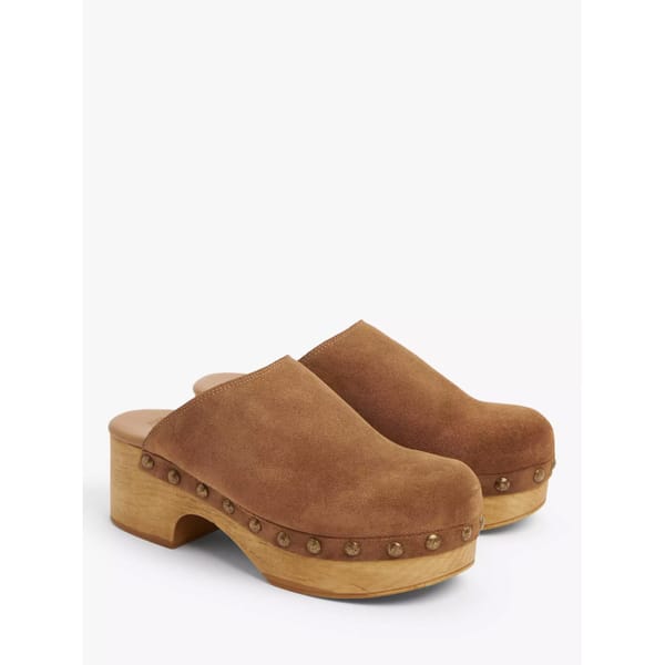 AND/OR Kitt Suede Clog Mule Shoes, Tan - striped shirts