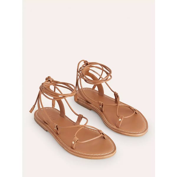 Boden Scarf Wrap Sandals, Vine Terrace/ Tan - striped shirts