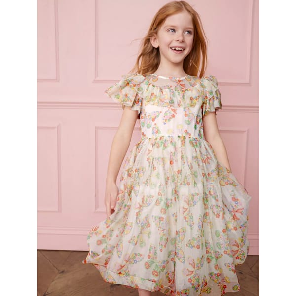 Mini Boden Kids Butterflies Frilly Tulle Party Dress Ivory - party dresses for girls