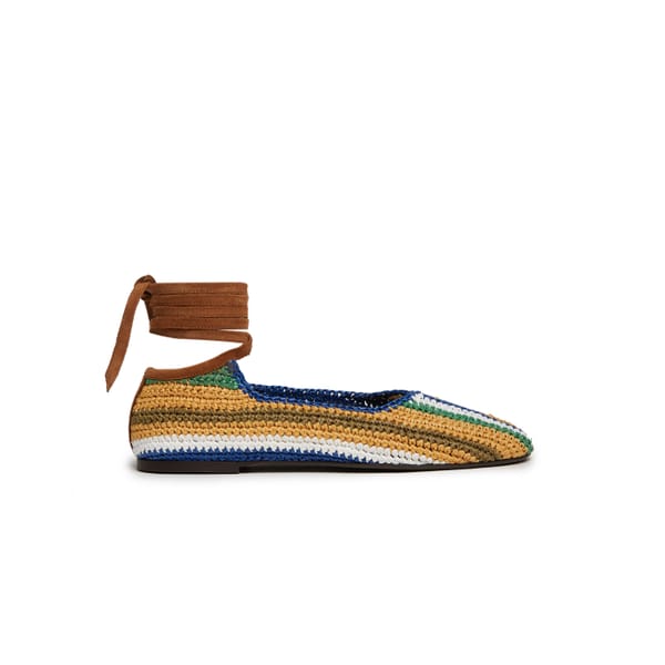 la doublej Ballerina Flats Multicolor Blu in Raffia - surfer style