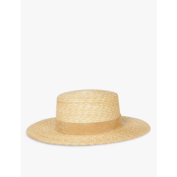 LACK OF COLOR, Spencer suede-trimmed straw boater hat