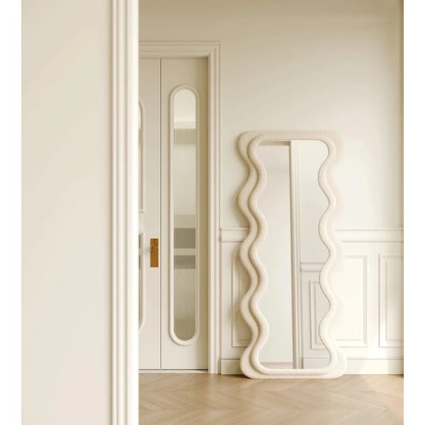 Wavy Full-Length Bouclé Mirror - statemen mirror