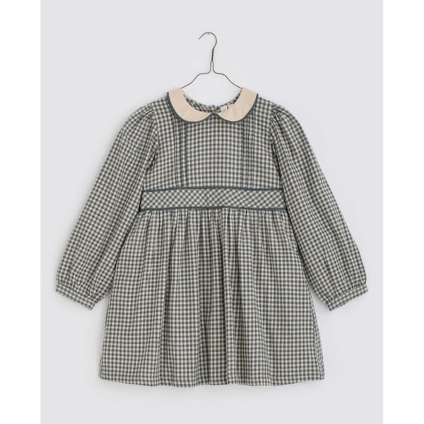 Isadora Dress Organic Checked Flannel in Cove Blue - party dresses for girls