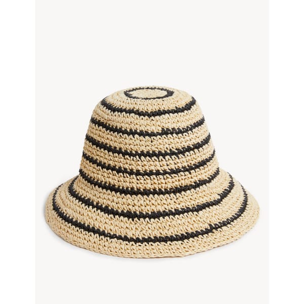 M&S COLLECTION Striped Crochet Bucket Hat - surfer style