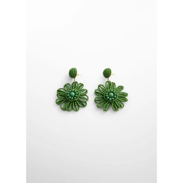 mango Flower beaded earrings - striped shirts