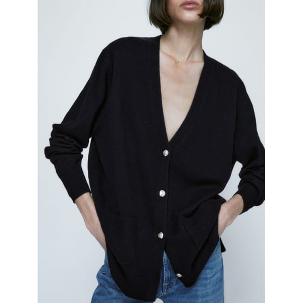 massimo dutti WOOL AND CASHMERE BLEND CARDIGAN WITH BUTTONS - quiet luxury