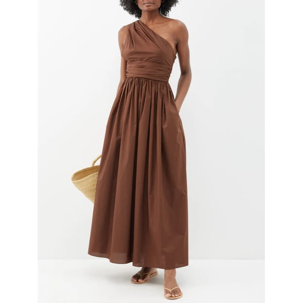 MATTEAU One-shoulder gathered organic-cotton dress- Australian fashion brands