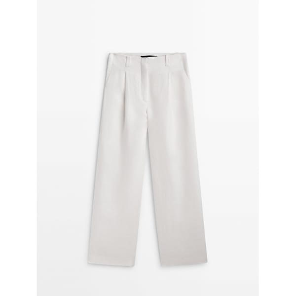 mmassimo dutti DARTED JACQUARD LINEN TROUSERS - STUDIO - quiet luxury
