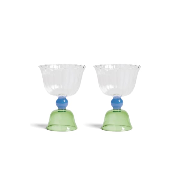 &K AMSTERDAM &KLEVERING GREEN TULIP GLASSES - SET OF 2 - dessert bowls