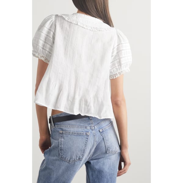 DÔEN Bernadine crochet-trimmed pintucked ramie top