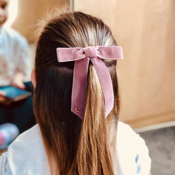 Grace Velvet Hair Bow with Monogram