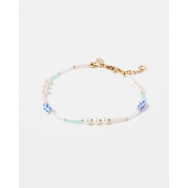 Zara Blue Bead & Freshwater Pearl Anklet - surfer style