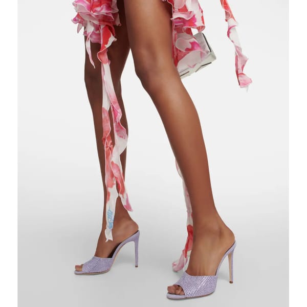 PARIS TEXAS Holly embellished suede mules,