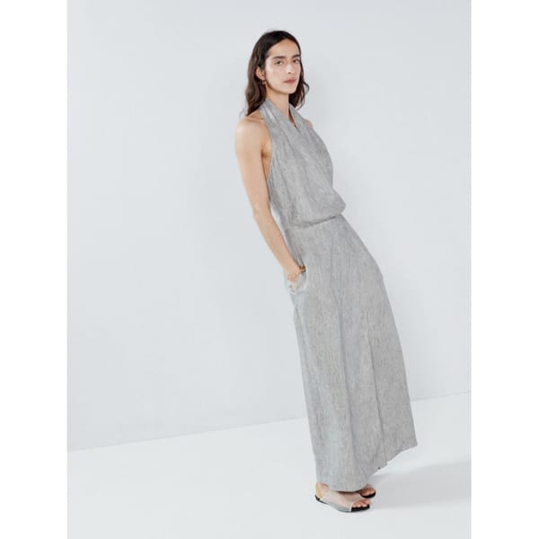 RAEY Wrap linen halter dress- quiet luxury