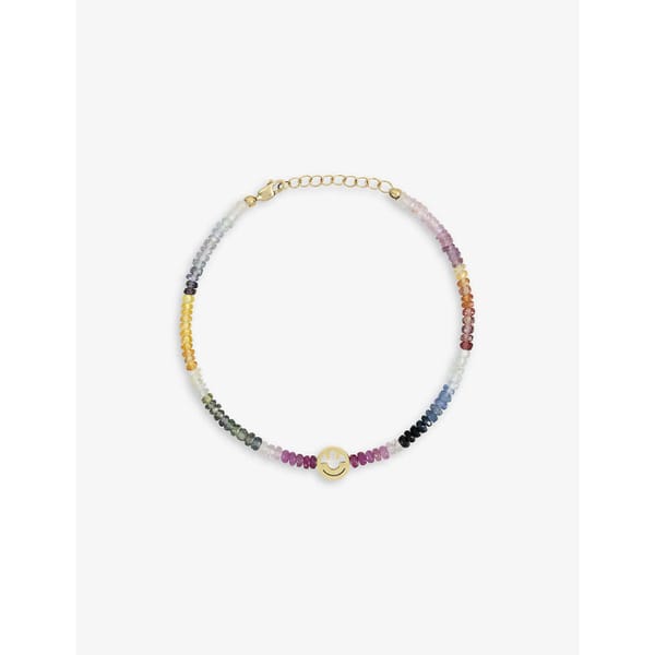 ROXANNE FIRST The Smiley 9ct yellow-gold and rainbow sapphire bracelet - striped shirts