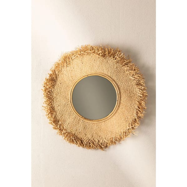 Raffia Round Wall Mirror - statemen mirror