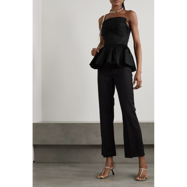 Tamie strapless twist-front cotton-blend peplum top - quiet luxury
