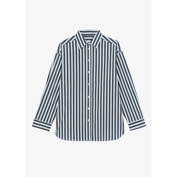 the frankie shop SYLVIA STRIPED OXFORD SHIRT - FADED BLACK_WHITE - striped shirts