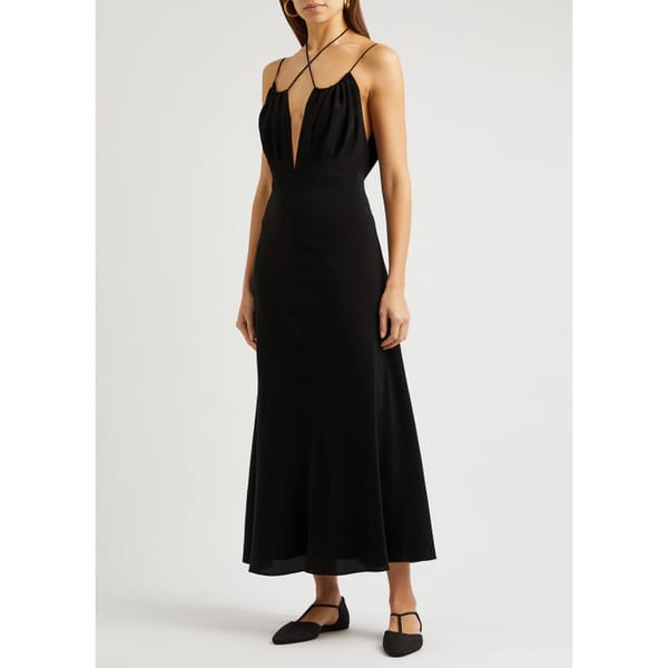 TOTÊME Halterneck silk midi dress - quiet luxury