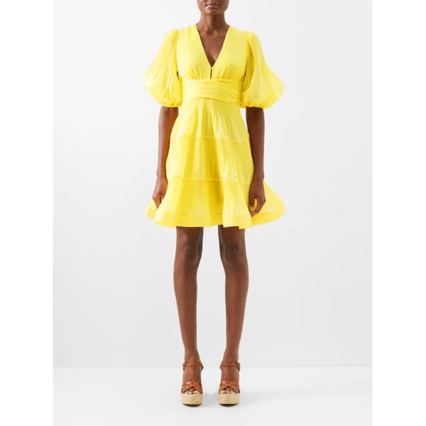 ZIMMERMANN, Pleated puff-sleeve mini dress- australian fashion brands