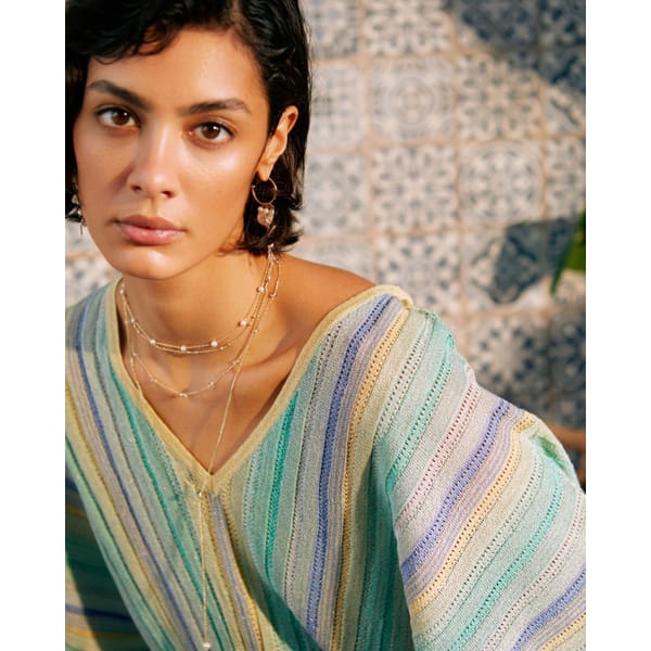 Green Ombre Striped Batwing Knitted Top