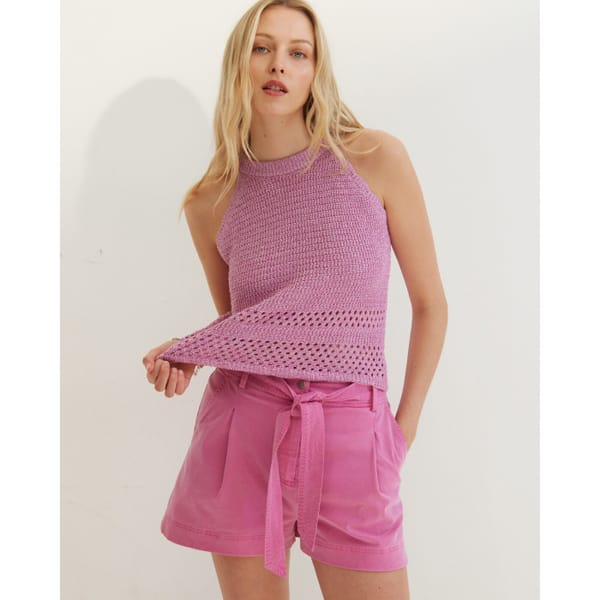 Metallic Pink Chunky Knitted Vest Top