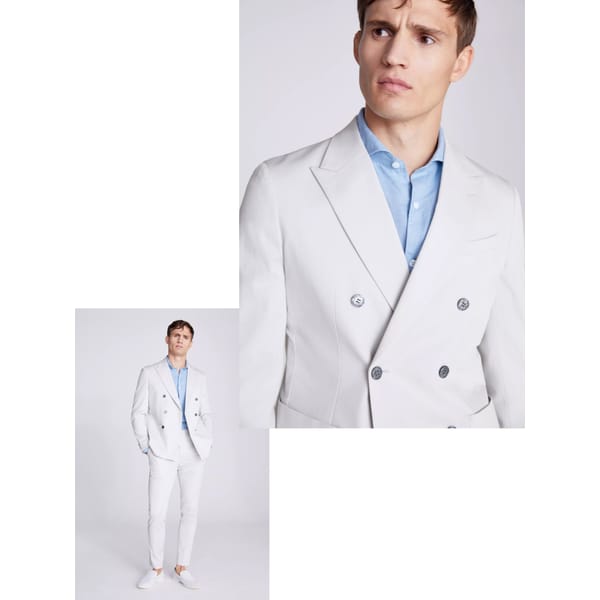 MOSS Slim fit light grey cotton suit