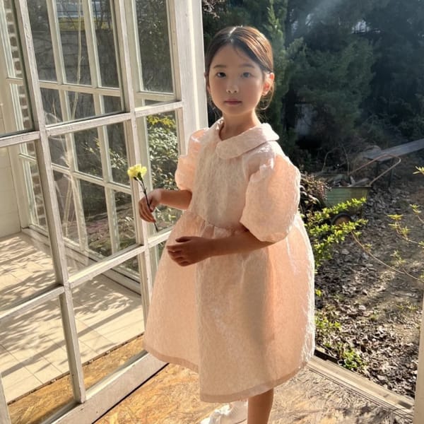 Ferne Flower Jacquard Peter Pan Collar Dress- childrens clothing brands