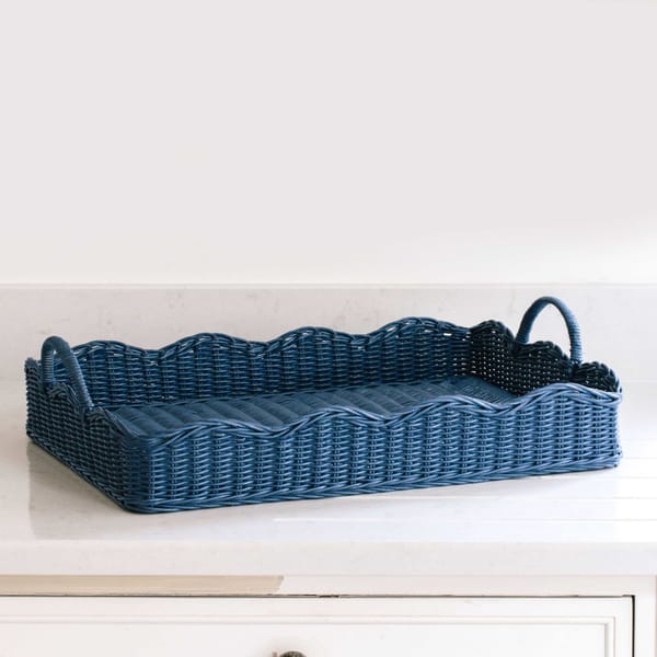 Blue Scalloped Tray