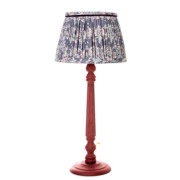 Gathered Lampshade - Nouveau Mayflower In Blue