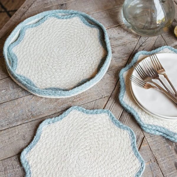 Set of Six Blue Flora Placemats