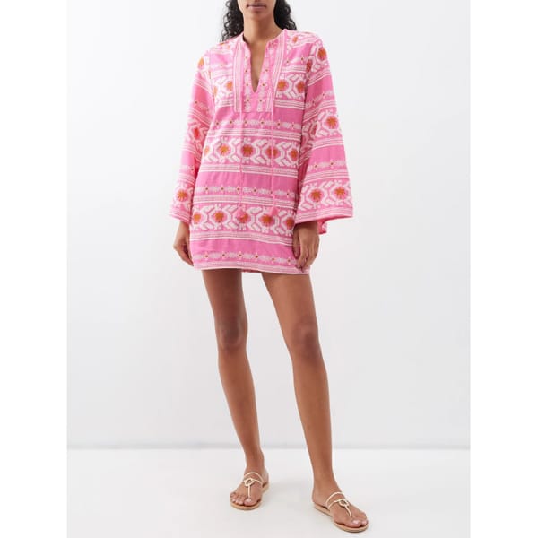 Apurimac embroidered linen-blend dress