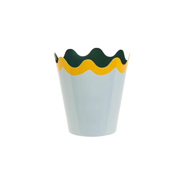 Scallop Tole Planter In Blue