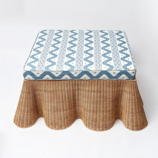 Ivienne Rattan Scalloped Ottoman