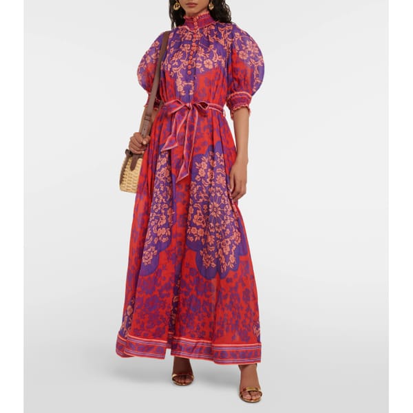 Raie Swing Printed Ramie Maxi Dress