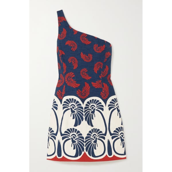 One-Shoulder Printed Cotton-Blend Mini Dress