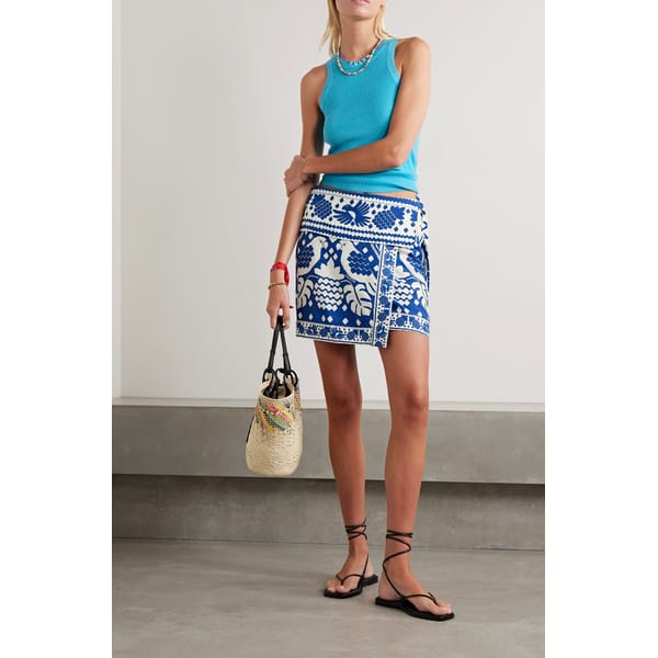Printed voile mini wrap skirt