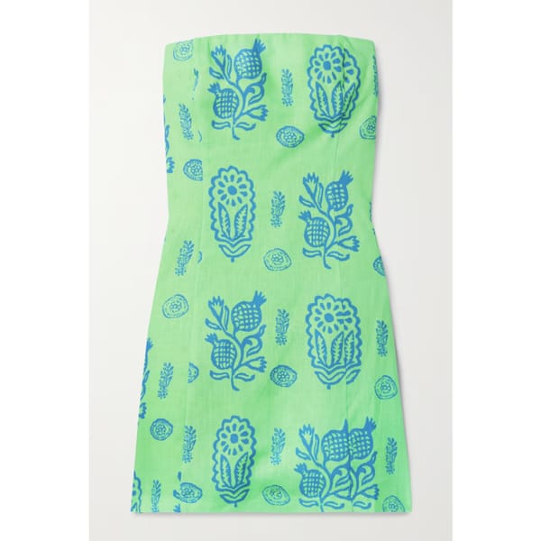 Giovanna Strapless Printed Linen Mini Dress