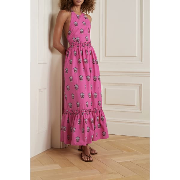 Salena floral-print cotton-poplin halterneck maxi dress