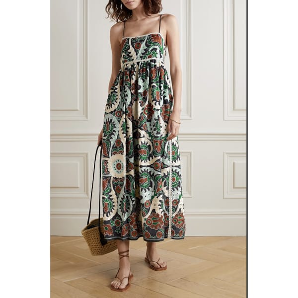 Mayra embroidered linen-blend maxi dress