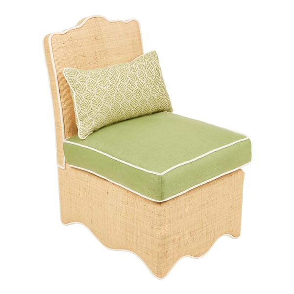 Raffia scallop slipper chair