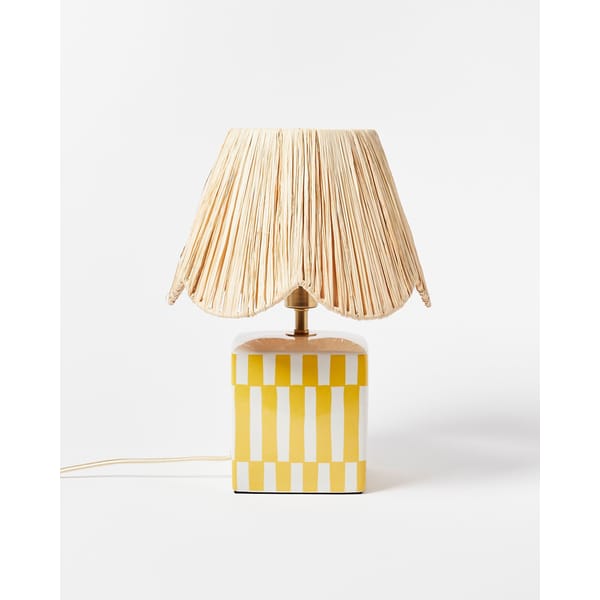 Ines Yellow Raffia Ceramic Desk Table Lamp