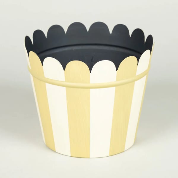 Tole Cachepot With Scallop Rim