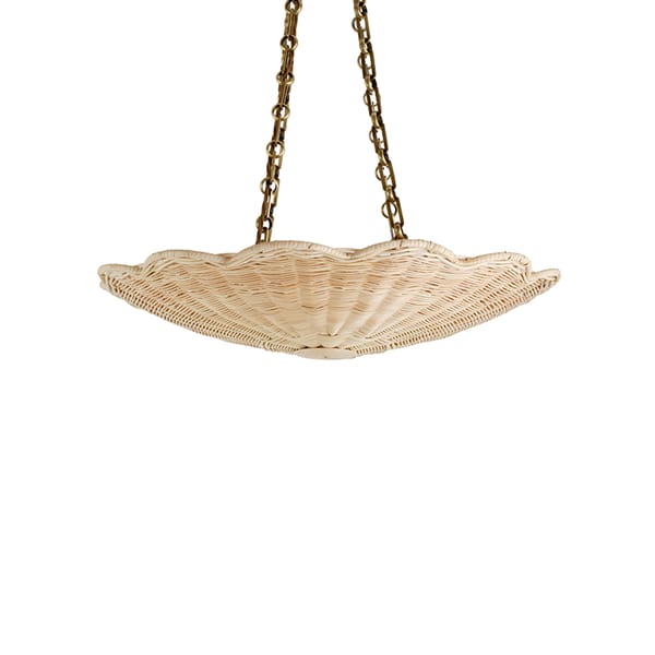 The Rattan Scallop Hanging Light – Large With Chain