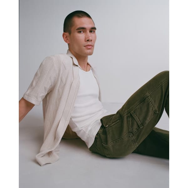 Abercrombie Stitch Button-Through Sweater Polo