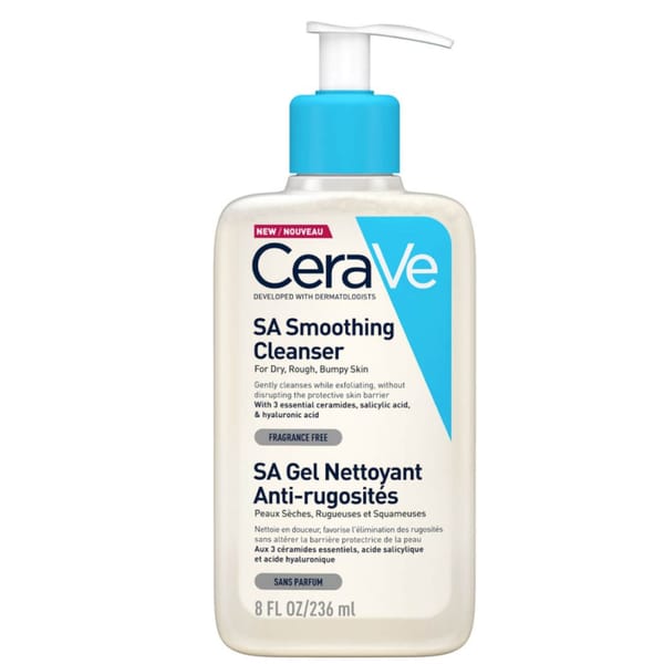 Best for dry skin- CeraVe SA Smoothing Cleanser with Salicylic Acid for Dry, Rough & Bumpy Skin, £14 Best for dry skin- CeraVe SA Smoothing Cleanser with Salicylic Acid for Dry, Rough & Bumpy Skin, £14