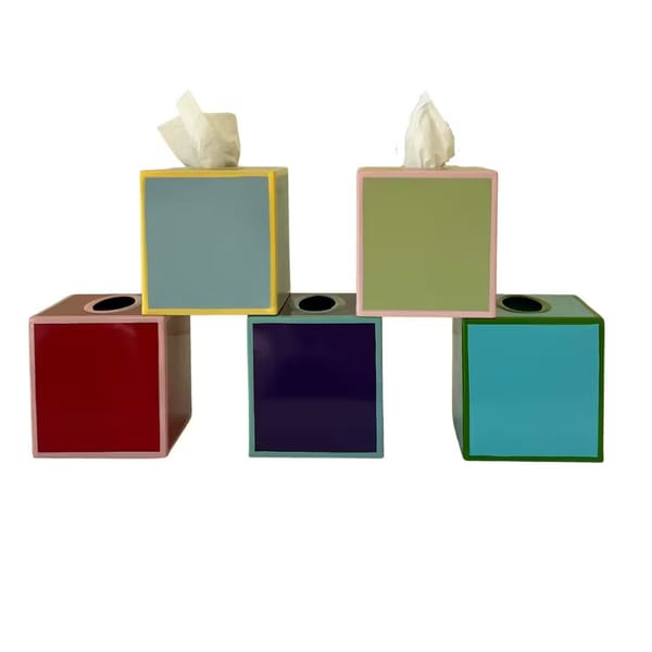 glassette - Tooka Tissue Box Cover - Sage Green and Pale Pink