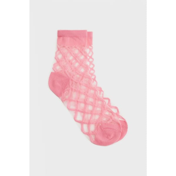 glassworks Pink sheer criss cross socks